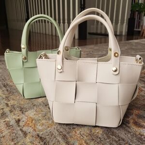 Mini woven crossbody bag with insert